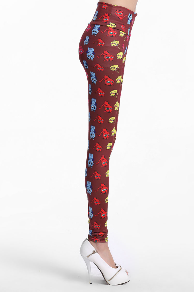 Kitten-pattern-floral-leggings-wholesale