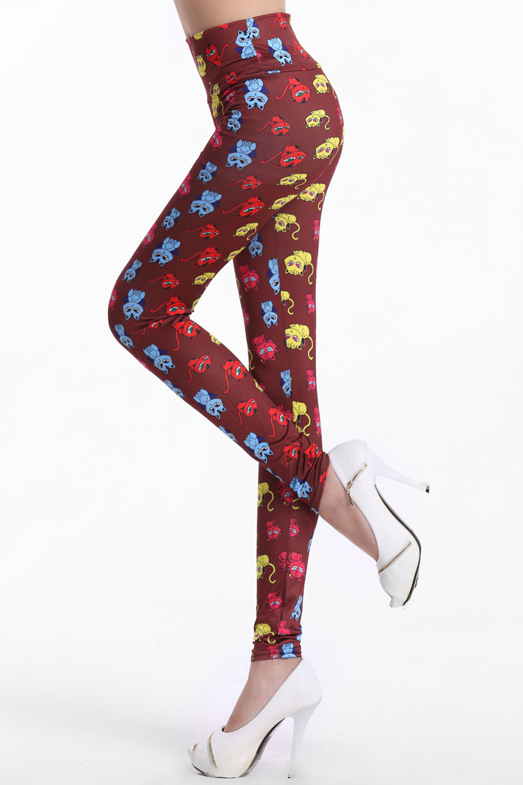Kitten-pattern-floral-leggings-wholesale