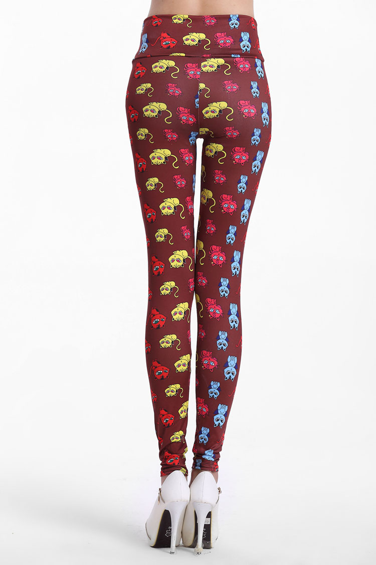 Kitten-pattern-floral-leggings-wholesale