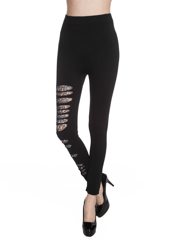Leopard-net-yarn-splicing-leggings-wholesale