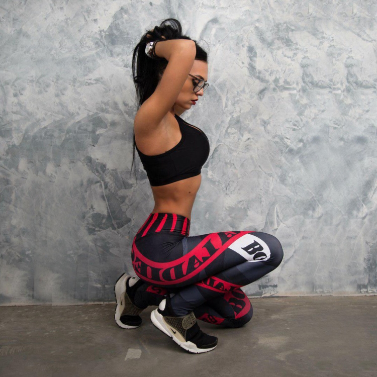 Letter-print-fitness-yoga-sweatpants