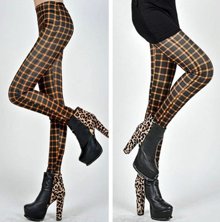 Plaid-skinny-leggings-wholesale