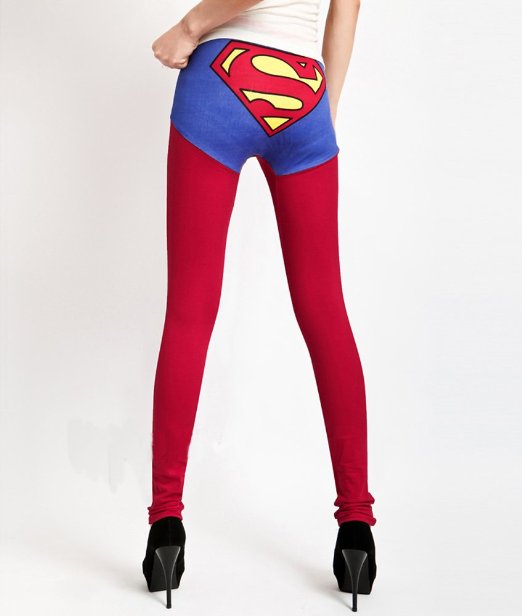 Superman-Print-Cotton-Skinny-Leggings