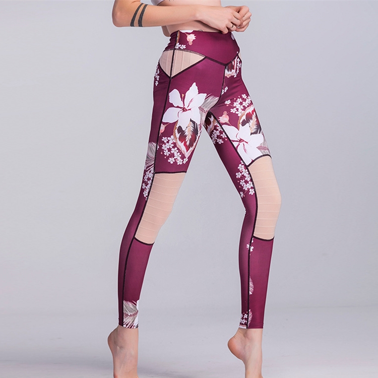 ot-wine-red-flower-printed-stitching-yoga-pants