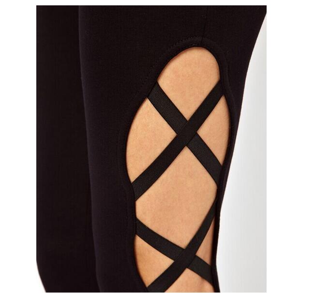 Black-bandage-long-thin-leg-lateral-cross-nudity-leggings-wholesale
