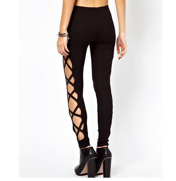 Black-bandage-long-thin-leg-lateral-cross-nudity-leggings-wholesale