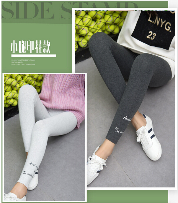 Cotton-outside-wearing-female-black-printed-leggings-wholesale