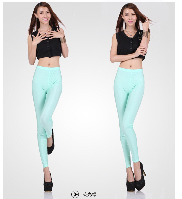 Female-Candy-color-ice-silk-tights-nine-minutes-pants-wholesale