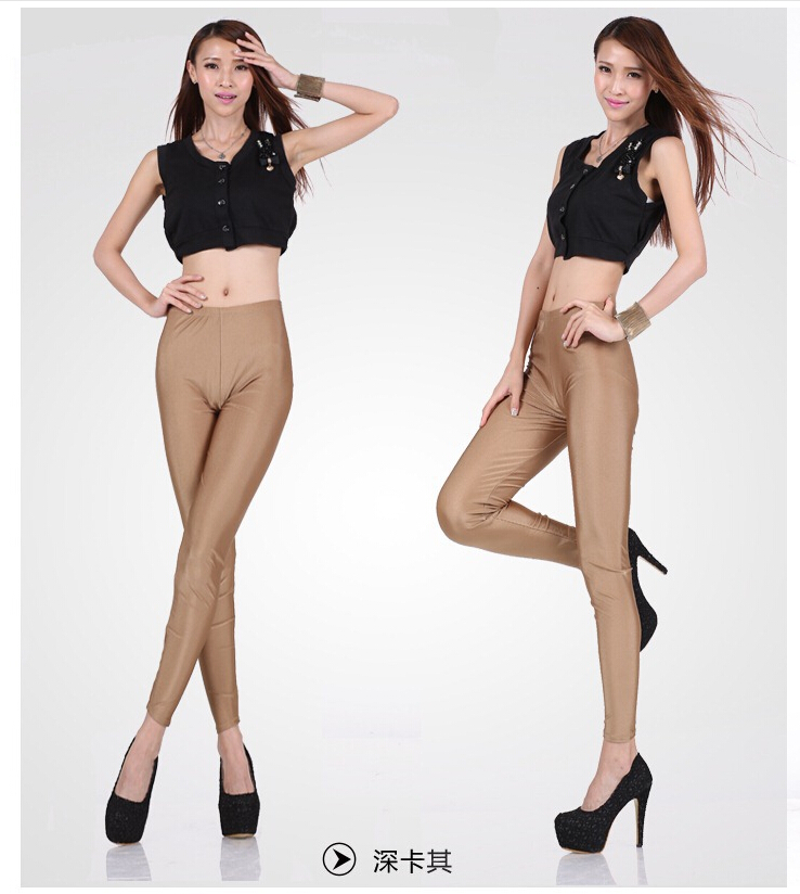 Female-Candy-color-ice-silk-tights-nine-minutes-pants-wholesale
