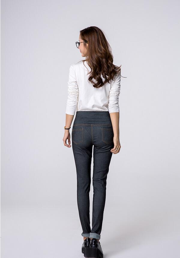 Female-before-draw-string-imitation-cowboy-tall-waist-pencil-pants-wholesale