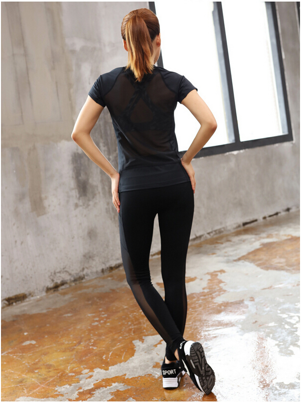Female-exercise-leggings-net-yarn-splicing-pocket-pant-wholesale