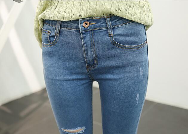 Female-hole-flash-nine-points-pencil-jeans-wholesale