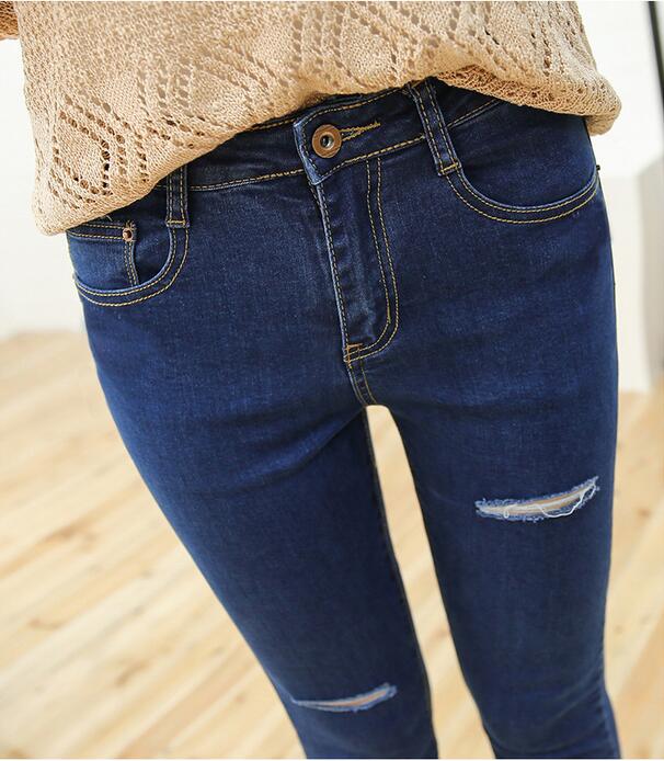 Female-hole-fringe-cut-jeans-pencil-pants-wholesale