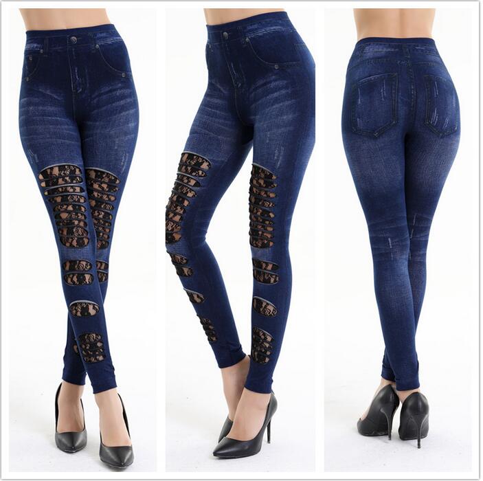 Female-imitation-cowboy-hollow-out-lace-stitching-legging-pants-wholesale