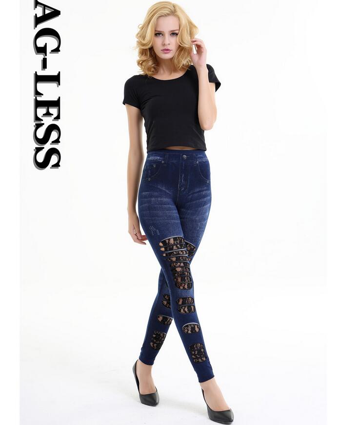 Female-imitation-cowboy-hollow-out-lace-stitching-legging-pants-wholesale