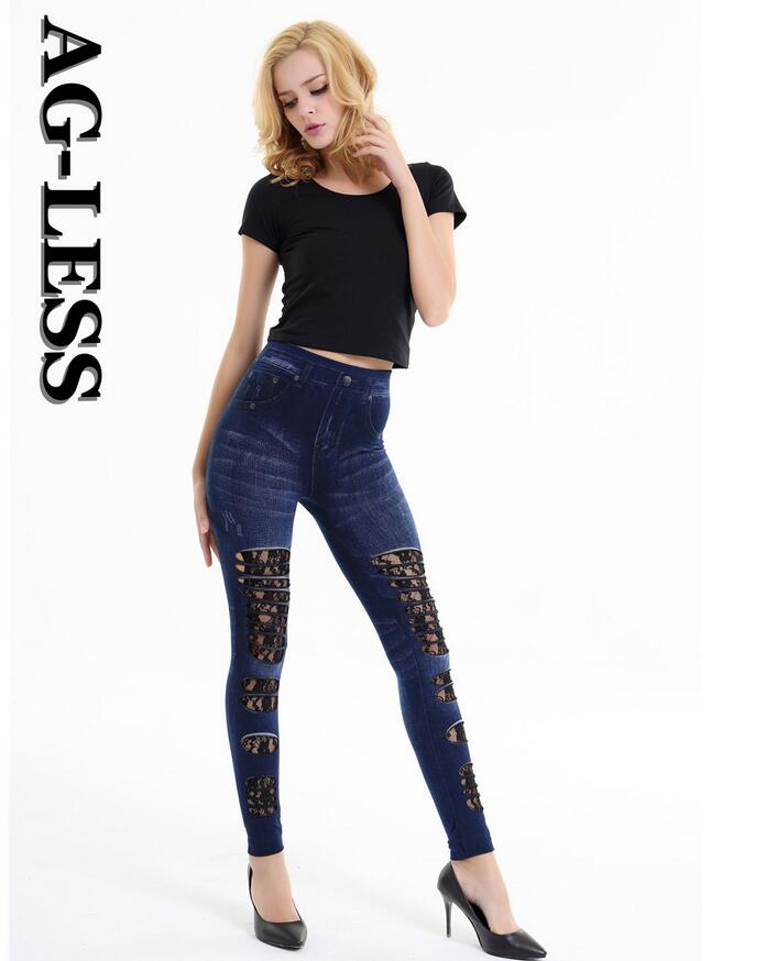 Female-imitation-cowboy-hollow-out-lace-stitching-legging-pants-wholesale