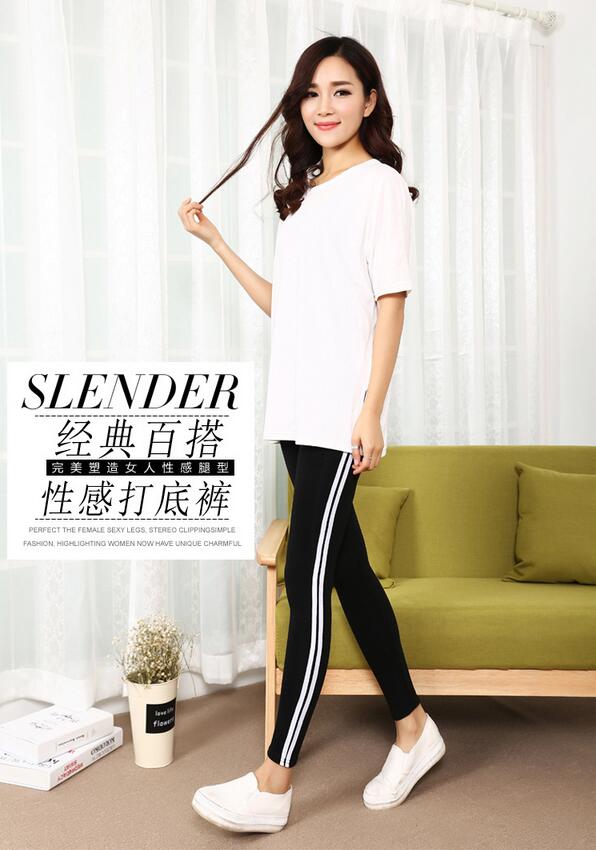 Female-movement-elastic-side-stripe-splicing-cotton-leggings-wholesale