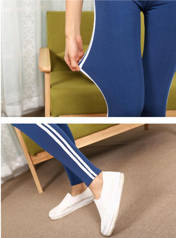 Female-movement-elastic-side-stripe-splicing-cotton-leggings-wholesale