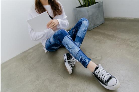 Female-outside-wear-thin-elastic-imitation-cowboy-leggings-wholesale