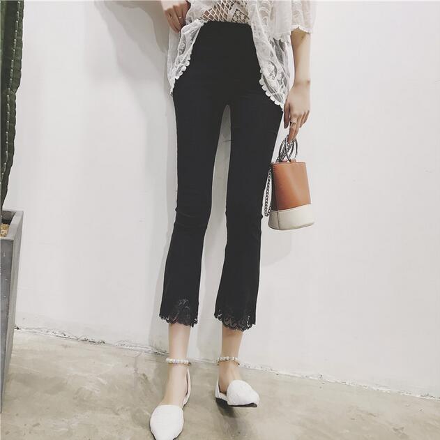 Female-tall-waist-bud-black-micro-flared-trousers-wholesale