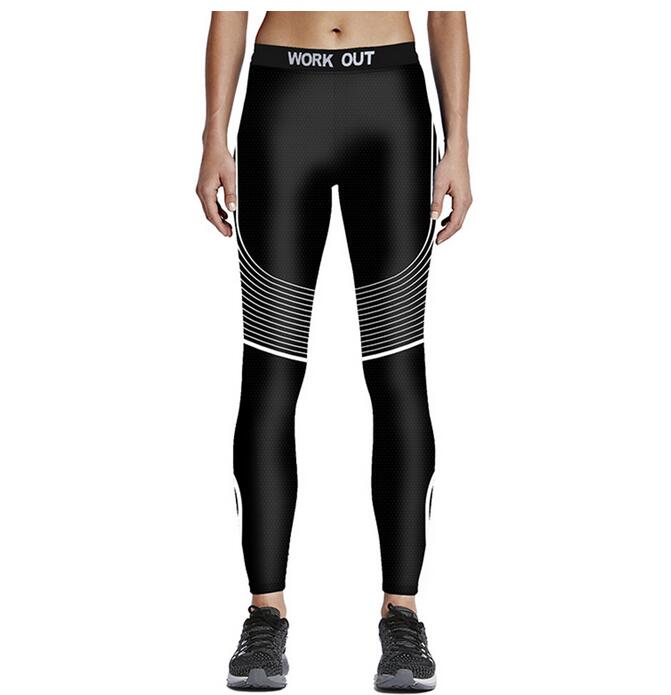 Female-white-lines-printed-sports-nine-minutes-pants-wholesale