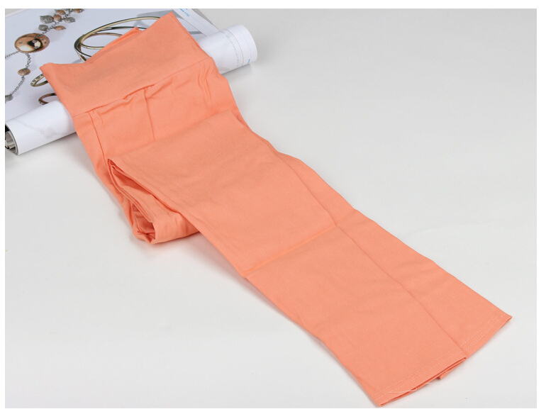 Nine-points-tall-waist-candy-color-elastic-woven-pants-wholesale