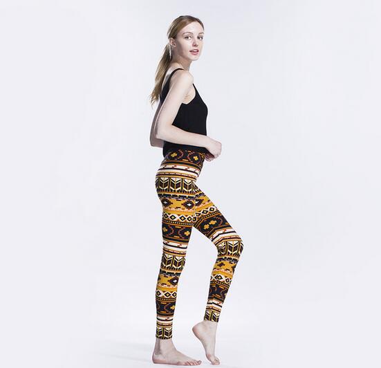 Orange-geometric-symbol-printed-leggings-wholesale