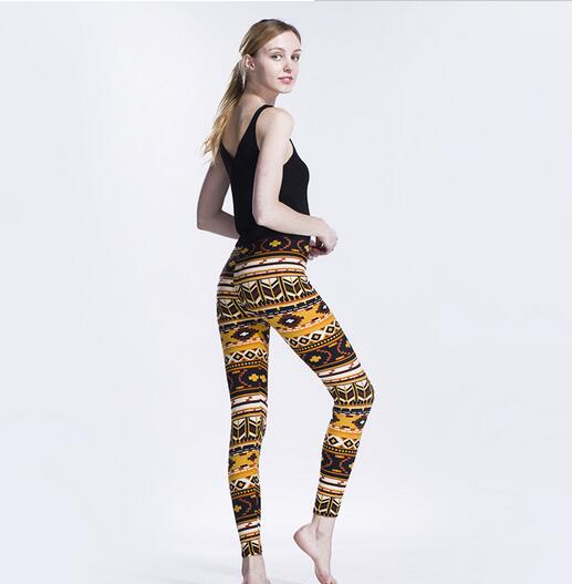 Orange-geometric-symbol-printed-leggings-wholesale