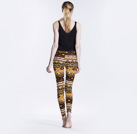 Orange-geometric-symbol-printed-leggings-wholesale