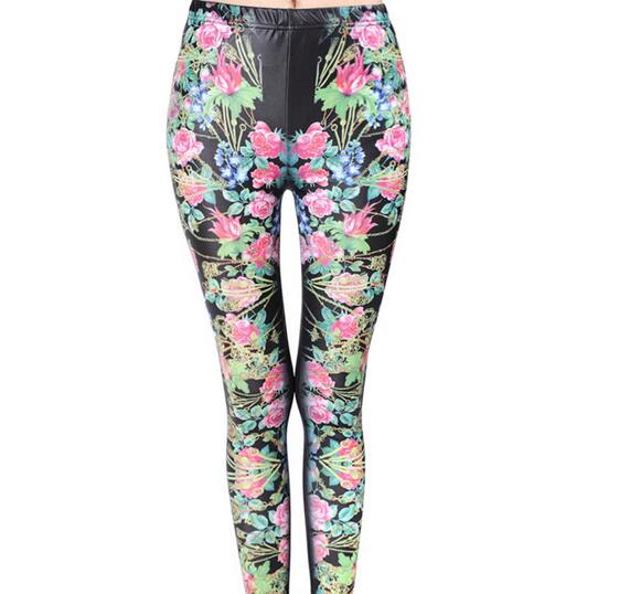 Pink-rose-female-printing-leggings-wholesale