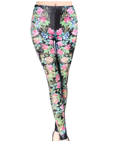 Pink-rose-female-printing-leggings-wholesale