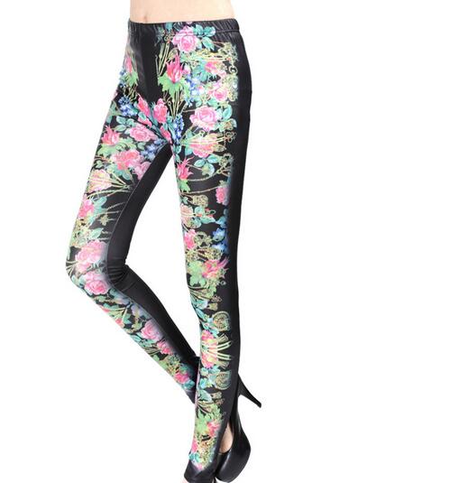 Pink-rose-female-printing-leggings-wholesale