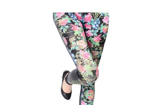 Pink-rose-female-printing-leggings-wholesale