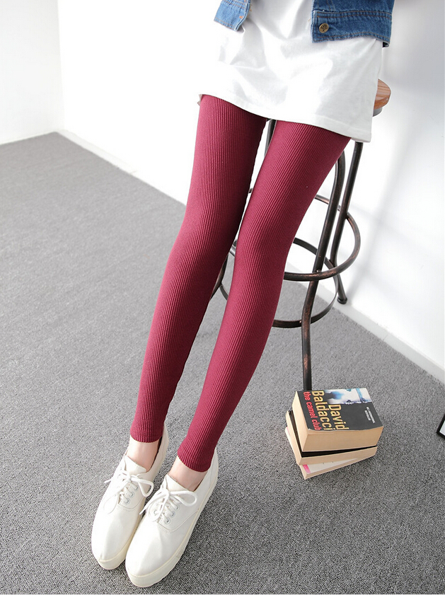 Pure-cotton-thread-vertical-stripes-outside-wear-female-leggings-wholesale