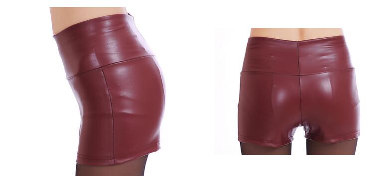 Tall-waist-PU-leather-stretch-tight-shorts-pant-wholesale