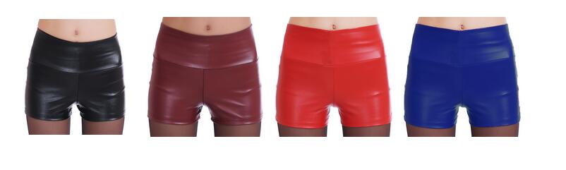 Tall-waist-PU-leather-stretch-tight-shorts-pant-wholesale