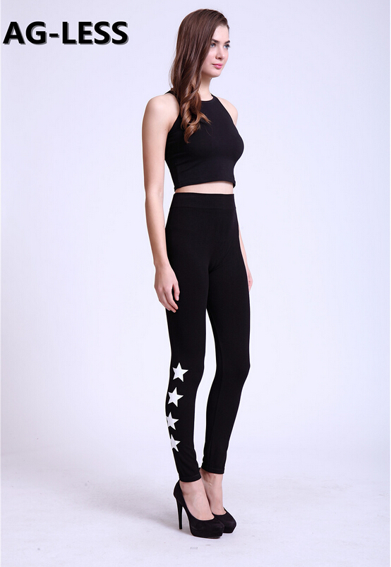 White-star-leggings-female-sweatpants-wholesale