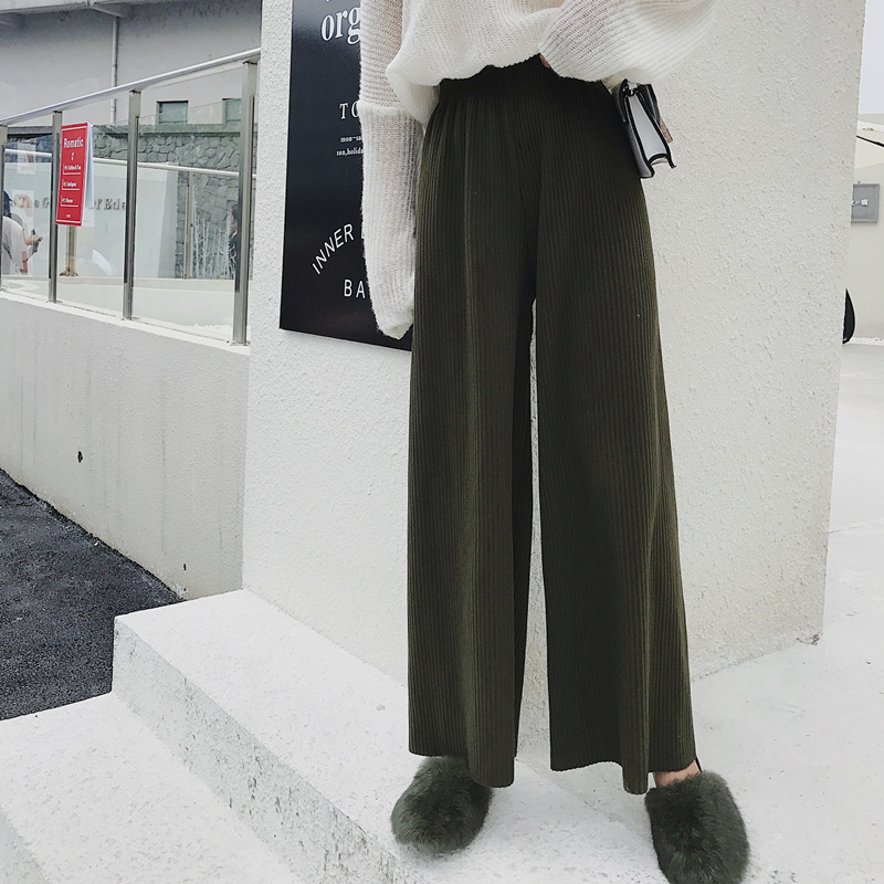 Wholesale-knitted-woolen-pleated-wide-leg-pants