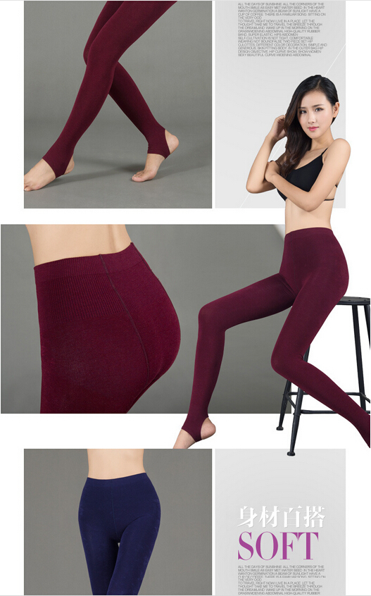 Woman-seven-colored-cotton-seamless-warm-trample-feetpants-wholesale
