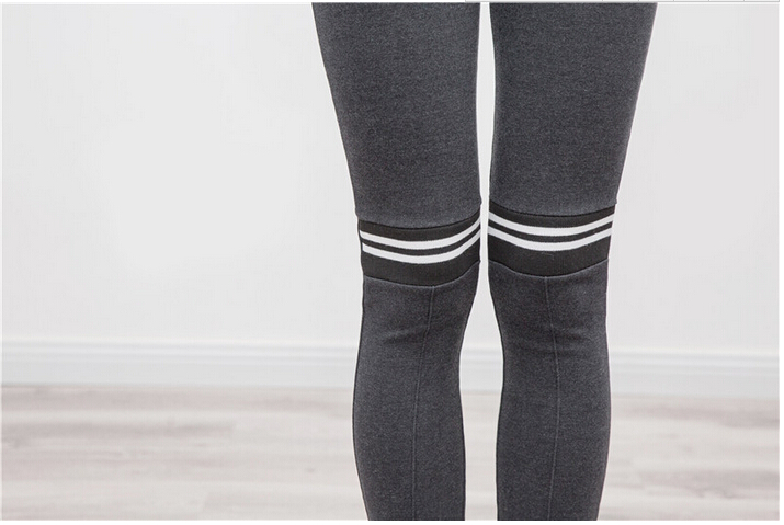 Cotton-stretch-knee-stripe-splicing-leggings