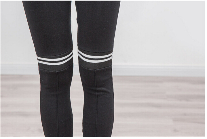Cotton-stretch-knee-stripe-splicing-leggings