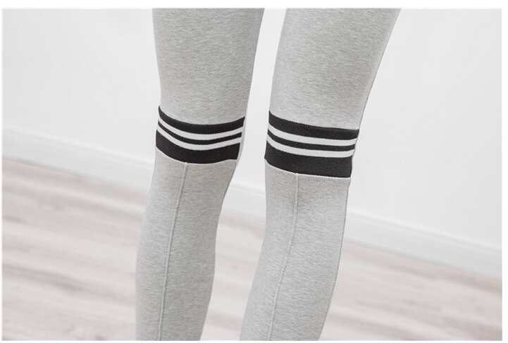 Cotton-stretch-knee-stripe-splicing-leggings