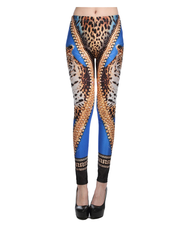 Diamond-leopard-head-pattern-blue-leggings