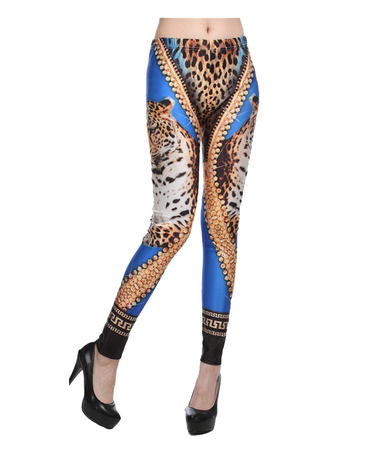 Diamond-leopard-head-pattern-blue-leggings