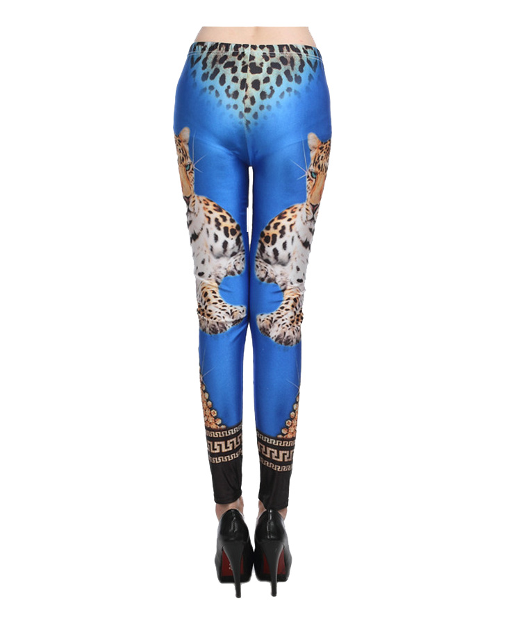Diamond-leopard-head-pattern-blue-leggings