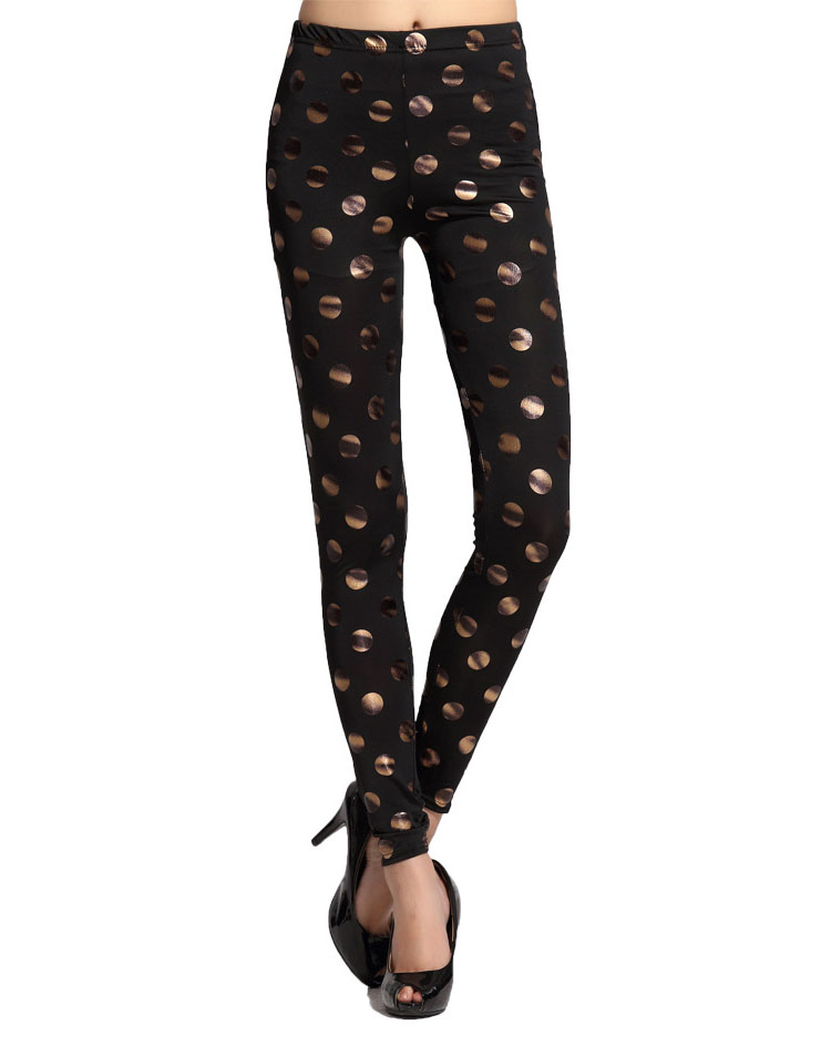 Fashion-Polka-Dot-shiny-black-leggings-wholesale