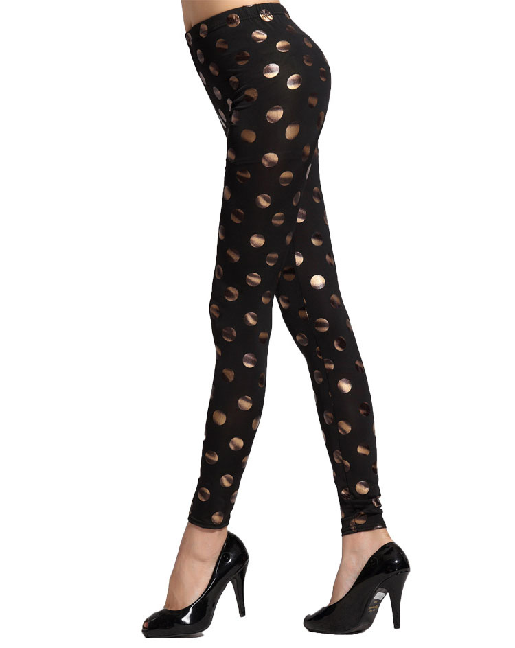 Fashion-Polka-Dot-shiny-black-leggings-wholesale