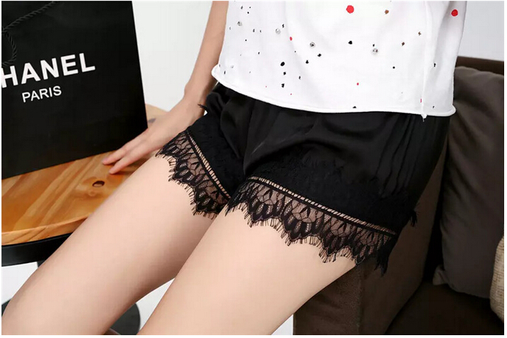 Female-eyelash-lace-stitching-three-shorts-silk-pants-of-security-wholesale
