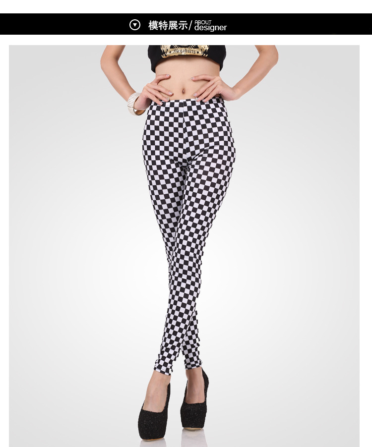 Milk-silk-black-and-white-grid-graffiti-leggings-wholesale