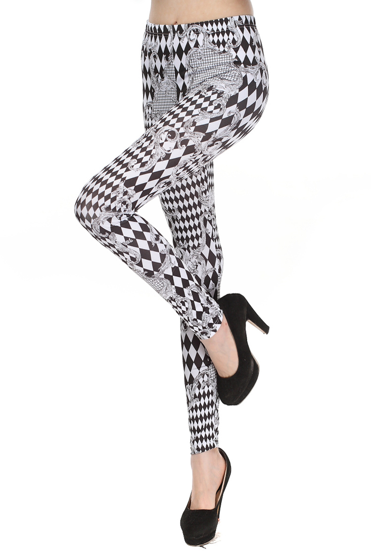 Printed-plaid-leggings-wholesale-diamond-lattice